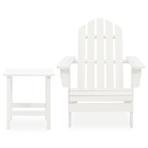 Adrius Solid Fir Wood Garden Chair With Table In White