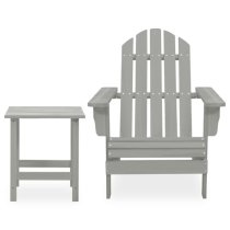 Adrius Solid Fir Wood Garden Chair With Table In Grey