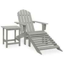 Adrius Garden Chair With Ottoman And Table In Grey