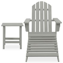 Adrius Garden Chair With Ottoman And Table In Grey