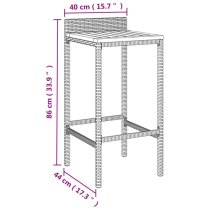 Denji Solid Wood 9 Piece Garden Bar Set In Grey Poly Rattan