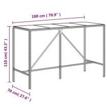 Denji Solid Wood 9 Piece Garden Bar Set In Grey Poly Rattan