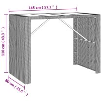 Elita Solid Wood 7 Piece Garden Bar Set In Black Poly Rattan