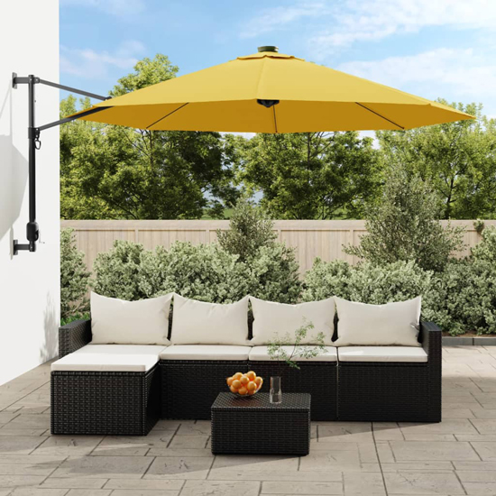 Fredrica Wall-Mounted Fabric Parasol In Yellow