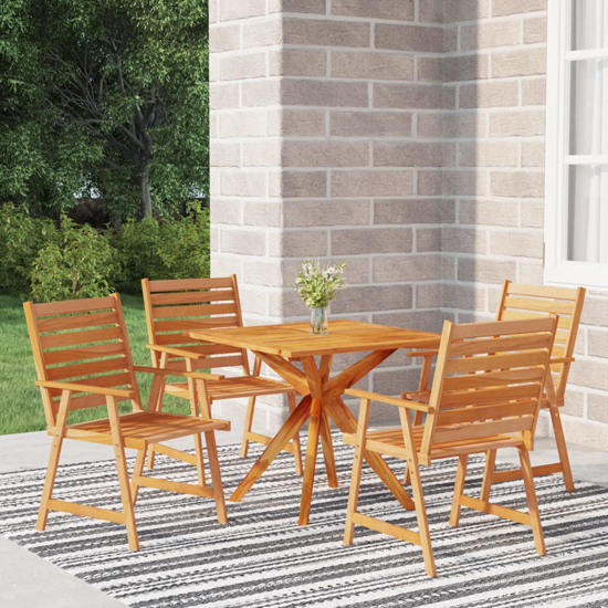 Galena Solid Wood 5 Piece Square Garden Dining Set In Acacia