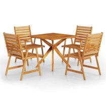 Galena Solid Wood 5 Piece Square Garden Dining Set In Acacia