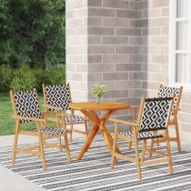 Galatia Solid Wood 5 Piece Round Garden Dining Set In Acacia