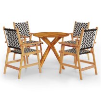 Galatia Solid Wood 5 Piece Round Garden Dining Set In Acacia