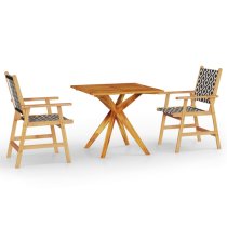 Galatia Solid Wood 3 Piece Square Garden Dining Set In Acacia