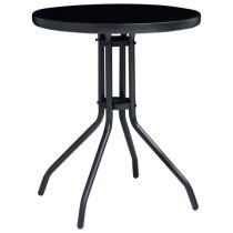 Pula Glass And Steel 3 Piece Bistro Set In Black And Anthracite