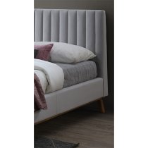 Adica Velvet Fabric Double Bed In Light Grey