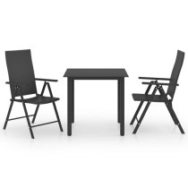 Sarnia Small Aluminium 3 Piece Garden Dining Set In Black