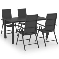 Sarnia Medium Aluminium 5 Piece Garden Dining Set In Black