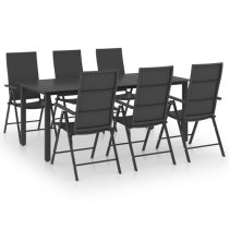 Sarnia Large Aluminium 7 Piece Garden Dining Set In Black