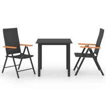 Sarnia Small Aluminium 3 Piece Dining Set In Black And Brown