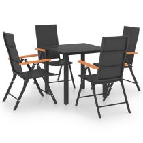 Sarnia Small Aluminium 5 Piece Dining Set In Black And Brown