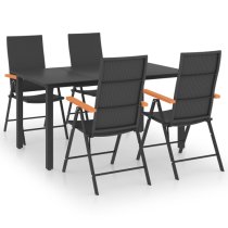 Sarnia Medium Aluminium 5 Piece Dining Set In Black And Brown