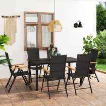 Sarnia Medium Aluminium 7 Piece Dining Set In Black And Brown