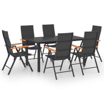 Sarnia Medium Aluminium 7 Piece Dining Set In Black And Brown