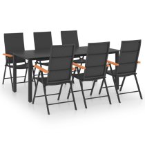 Sarnia Large Aluminium 7 Piece Dining Set In Black And Brown