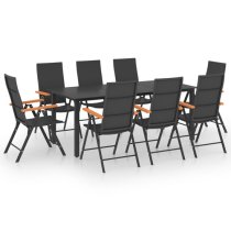 Sarnia Large Aluminium 9 Piece Dining Set In Black And Brown