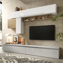 Finn High Gloss Entertainment Unit In Biancol Gesso And Cadiz