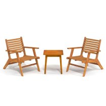 Bologna Solid Acacia Wood 3 Piece Bistro Set In Natural