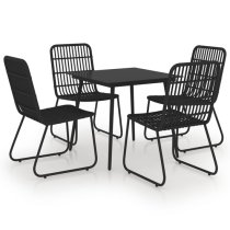 Laredo Small Rattan And Glass 5 Piece Dining Set In Black