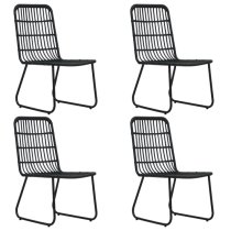 Laredo Small Rattan And Glass 5 Piece Dining Set In Black