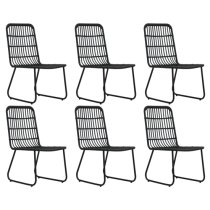 Laredo Medium Rattan And Glass 7 Piece Dining Set In Black