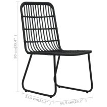 Quincy Small Rattan And Glass 3 Piece Dining Set In Black