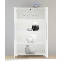 Cappy High Gloss Display Cabinet With 2 Doors In White And LED