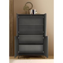 Cappy Wooden Highboard With 4 Doors In Black Ash