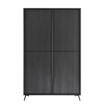 Cappy Wooden Highboard With 4 Doors In Black Ash