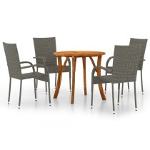 Harris Small Wooden Rattan 5 Piece Garden Dining Set In Grey