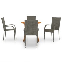 Harris Small Wooden Rattan 5 Piece Garden Dining Set In Grey