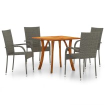 Pasco Small Wooden Rattan 5 Piece Garden Dining Set In Grey