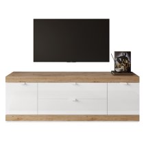 Saya High Gloss TV Stand 2 Doors 2 Drawers In White And Cadiz