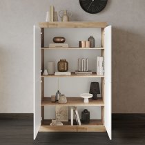 Saya High Gloss Highboard With 4 Doors In White And Cadiz