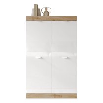 Saya High Gloss Highboard With 4 Doors In White And Cadiz