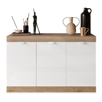 Saya High Gloss Sideboard With 3 Doors In White And Cadiz