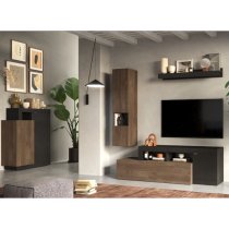 Fiora Wooden Living Room Furniture Set 1 In Lava And Mercure