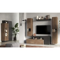 Fiora Wooden Living Room Furniture Set In Lava And Mercure