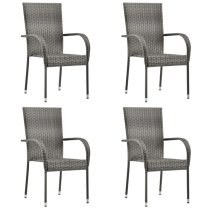 Palmyra Wooden Rattan 5 Piece Garden Dining Set In Grey