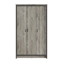 Balcombe Wooden Wardrobe With 3 Doors In Grey