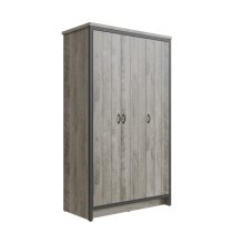 Balcombe Wooden Wardrobe With 3 Doors In Grey