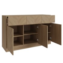 Cianna Wooden Sideboard With 3 Doors 3 Drawers In Euro Oak