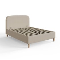 Farica Boucle Fabric Ottoman King Size Bed In Natural Stone