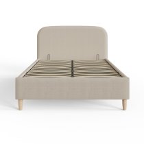 Farica Boucle Fabric Ottoman King Size Bed In Natural Stone