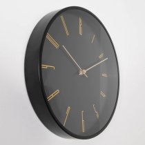 Salado Round Modern Analogue Wall Clock In Black